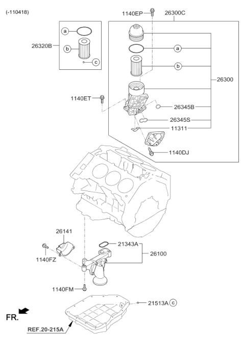 2011 Kia Sorento Front Case & Oil Filter - Diagram 1