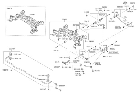 2009 Kia Sorento Arm Assembly-Rear Upper RH Diagram for 552401U000