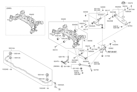 2009 Kia Sorento Arm Assembly-Rear Assist Diagram for 552502P000