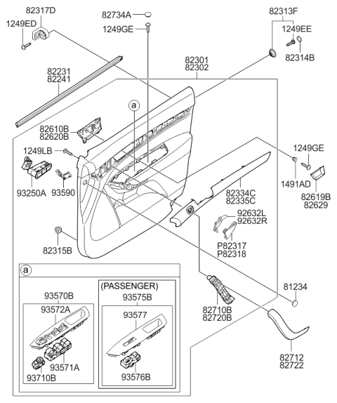 2009 Kia Sorento Panel Complete-Front Door Trim Diagram for 823021U090AL7