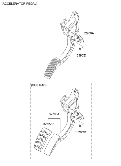 2010 Kia Sorento Pedal Assembly-Accelerator Diagram for 327001U100