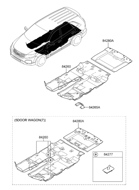 2012 Kia Sorento Carpet Assembly-Rear Floor Diagram for 842801U000VA