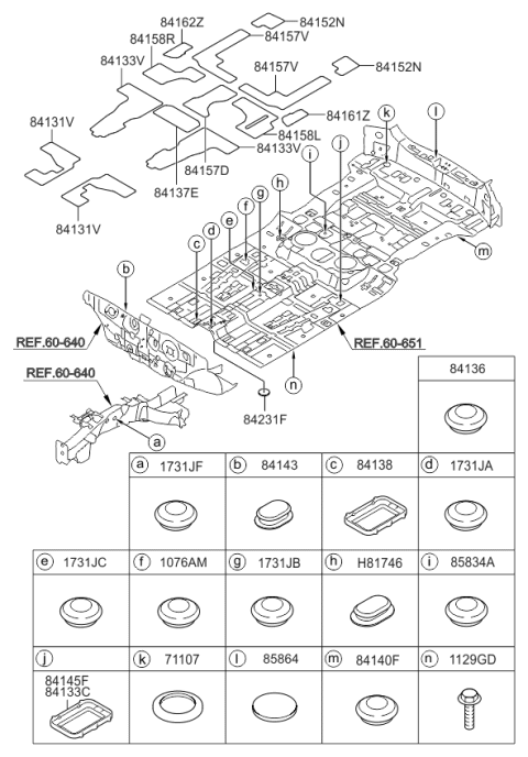 2010 Kia Sorento Isolation Pad & Floor Covering Diagram 2