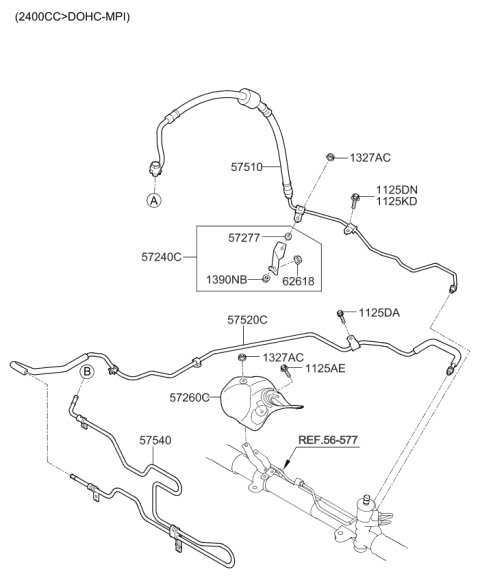 2009 Kia Sorento Tube Assembly-Oil Cooler Diagram for 575401U000