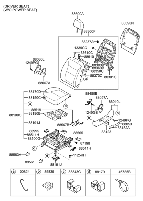 2010 Kia Sorento Seat-Front Diagram 2