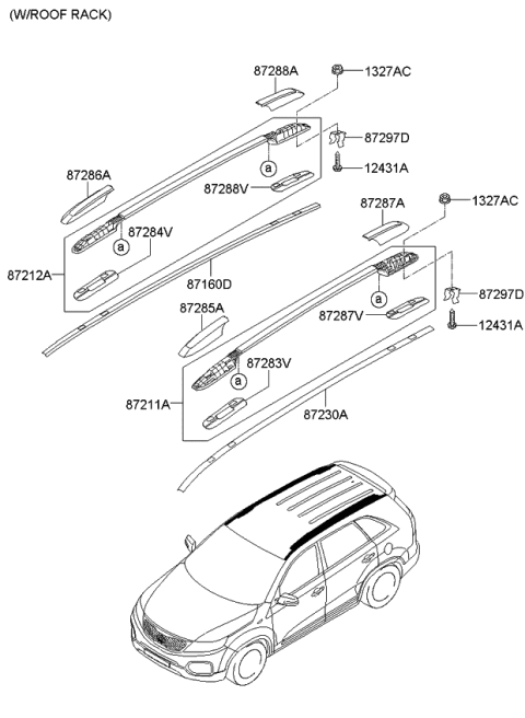 2012 Kia Sorento Roof Garnish & Roof Rack Diagram 2