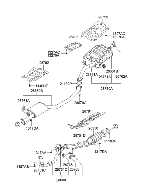 2009 Kia Sorento Muffler & Exhaust Pipe Diagram 2