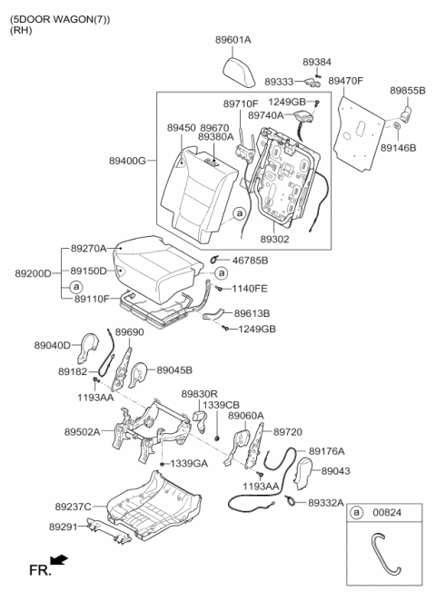 2009 Kia Sorento Rear Seat Back Covering, Right Diagram for 894601U110LAB