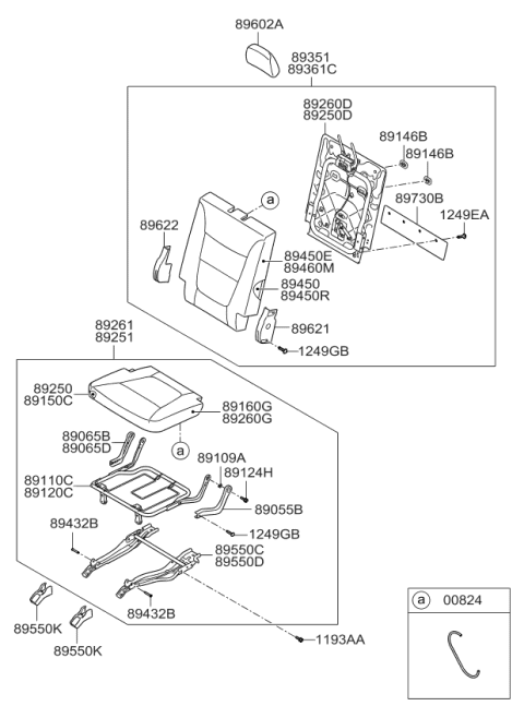 2009 Kia Sorento Back Assembly-3RD LH Diagram for 893001U550SAN