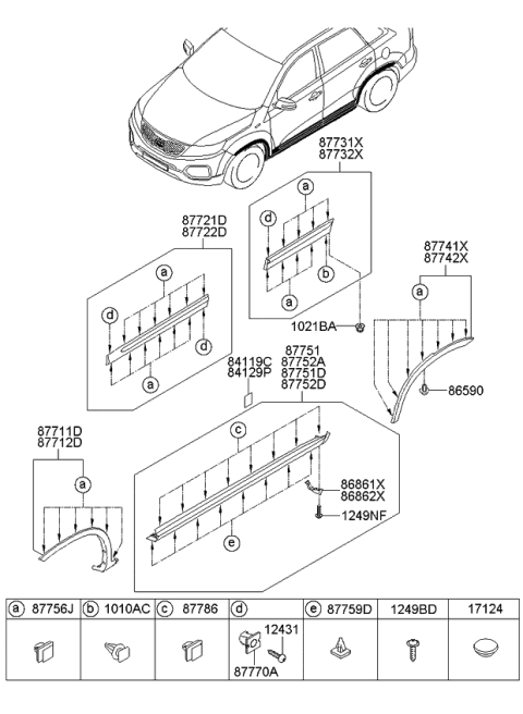 2010 Kia Sorento GARNISH Assembly-Fender Si Diagram for 877112P000