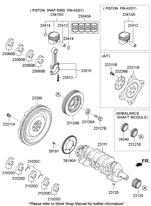 2011 Kia Sorento Crankshaft & Piston Diagram