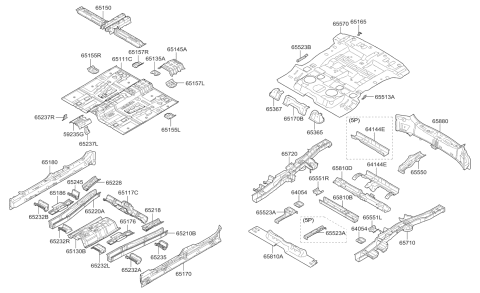 2009 Kia Sorento Reinforcement Assembly-Rear Floor Side Diagram for 655342B000