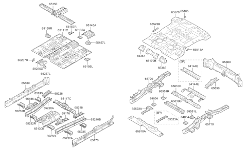 2009 Kia Sorento Member Assembly-Rear Floor Diagram for 657202P200