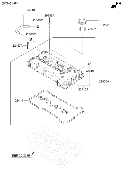 2009 Kia Sorento Rocker Cover Diagram 1