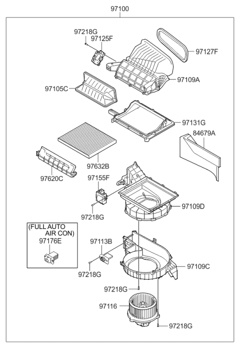 2011 Kia Sorento Case-Blower Upper Diagram for 971141U000