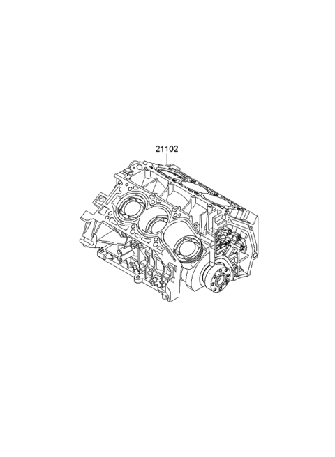 2009 Kia Sorento Engine Assembly-Short Diagram for 211023CK01