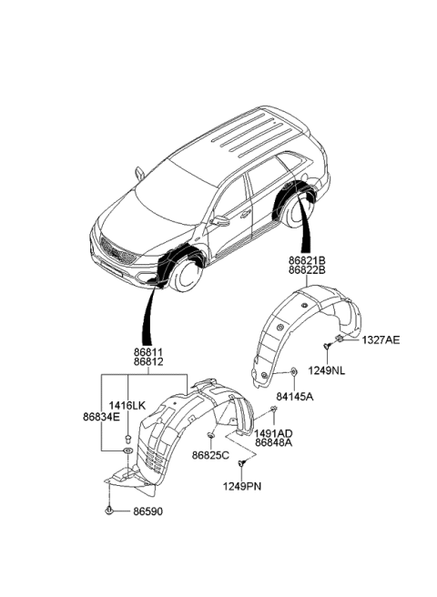 2011 Kia Sorento Guard Assembly-Front Wheel Diagram for 868201U000