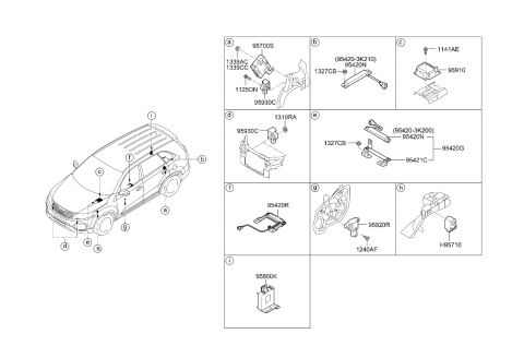 2010 Kia Sorento Air Bag Control Module Assembly Diagram for 959101U100