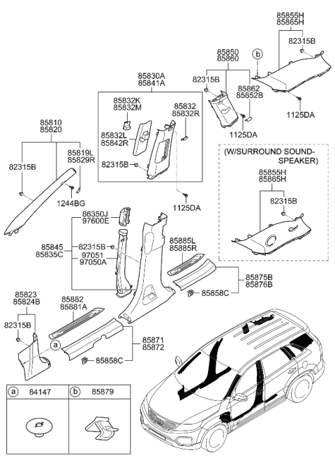 2012 Kia Sorento Trim Assembly-Gate PILLA Diagram for 858552P400H9