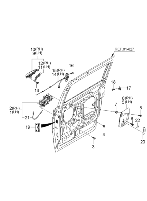 2006 Kia Sedona Cable Assembly-Rear Door Outside Diagram for 814464D500