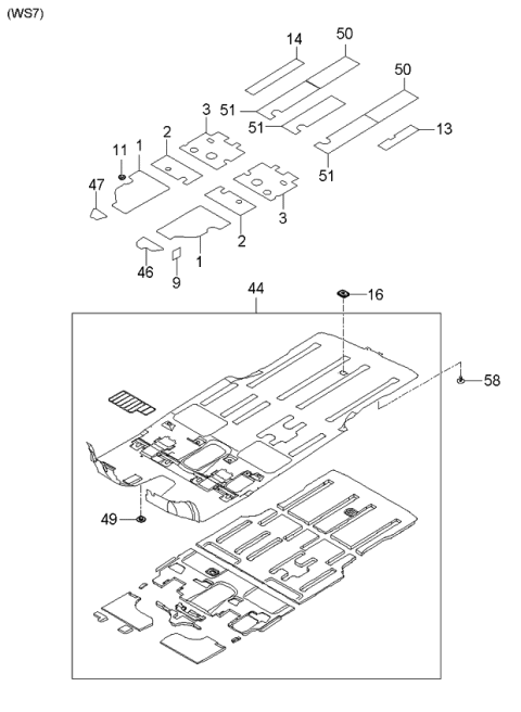 2006 Kia Sedona Covering-Floor Diagram 1