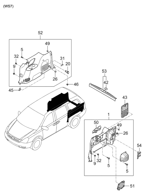 2006 Kia Sedona Luggage Compartment Diagram 1