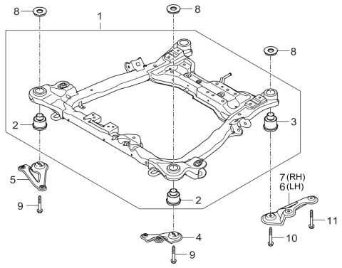 2006 Kia Sedona Produced Before OCT.2006 Crossmember-Front Diagram