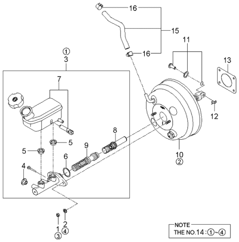 2006 Kia Sedona Hose Assembly-Brake Booster Diagram for 591304D200