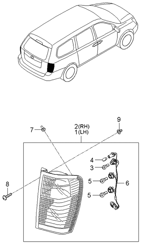 2006 Kia Sedona Rear Combination Lamp Diagram