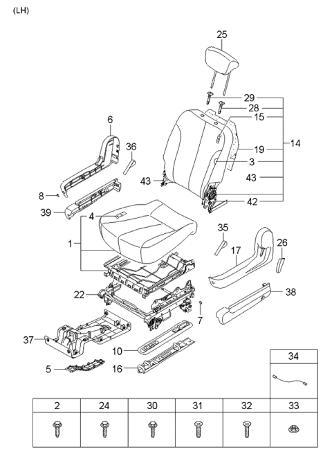 2006 Kia Sedona Rear Seat Cushion Covering Assembly, Left Diagram for 891604D460CS2