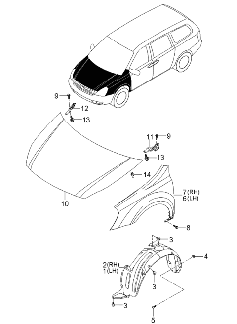 2006 Kia Sedona Guard Assembly-Front Wheel Diagram for 868114D000