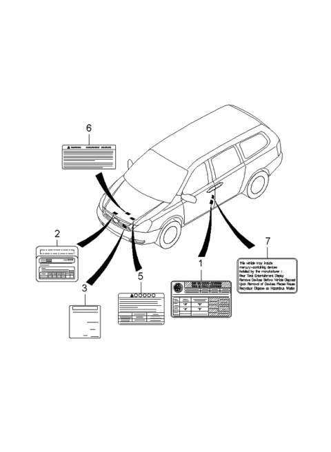 2006 Kia Sedona Label-Refrigerant Diagram for 976994D000