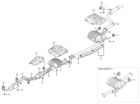 2006 Kia Sedona Center Muffler Assembly Diagram for 286504D100