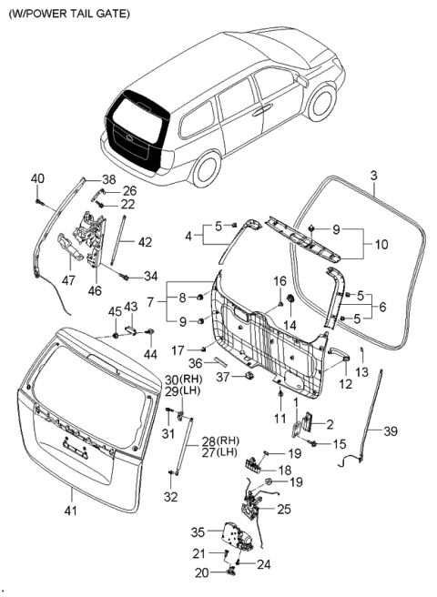 2006 Kia Sedona Panel-Tail Gate & Locking System-Tail Gate Diagram 2