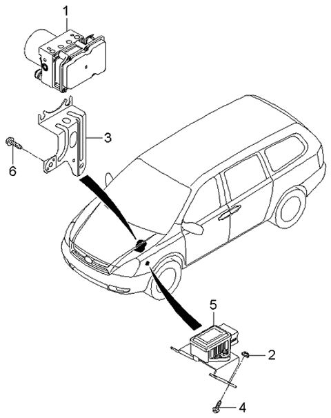 2006 Kia Sedona Abs Hydraulic Module Diagram for 589204D000