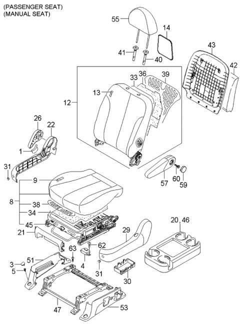 2006 Kia Sedona Front Cushion Covering, Right Diagram for 882604D331CS5