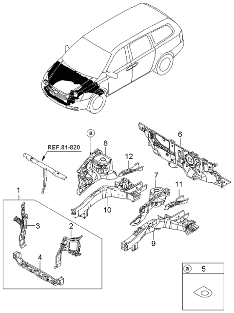 2006 Kia Sedona Fender Apron & Radiator Panel Diagram