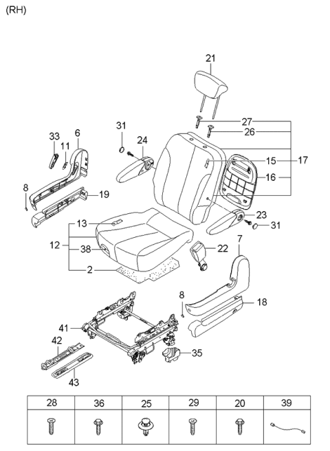 2006 Kia Sedona Track & Removal Assembly Diagram for 896214D130