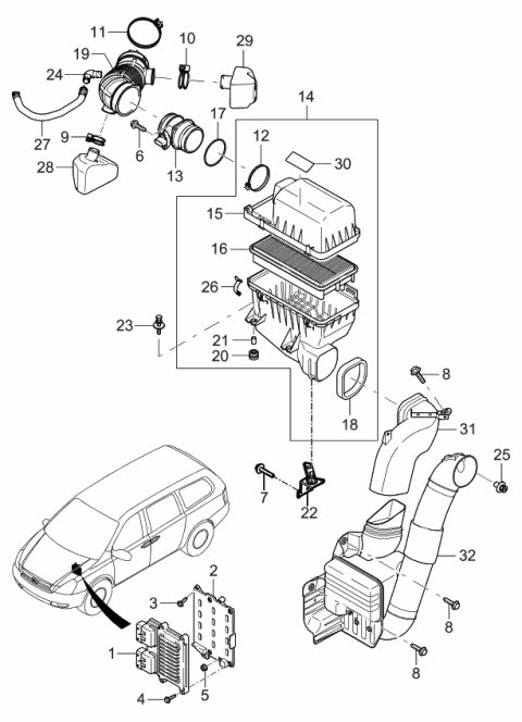 2006 Kia Sedona Engine Control Unit Ecu Diagram for 391103C460