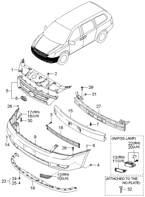 2006 Kia Sedona Cap-Front Hook Diagram for 865174D000