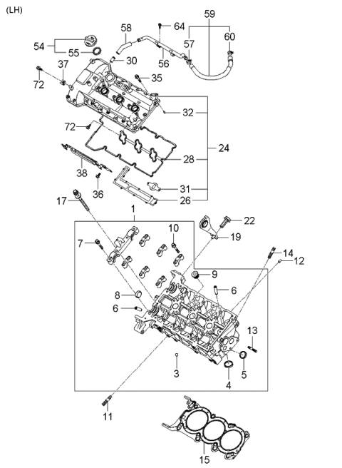 2006 Kia Sedona Plate-Breather,LH Diagram for 224023C110