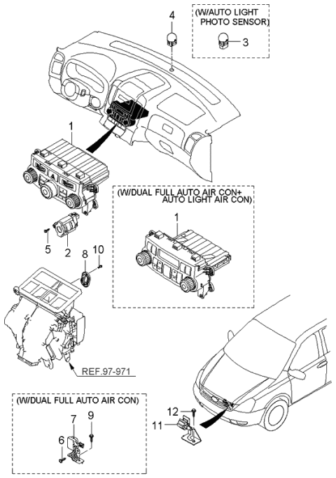 2006 Kia Sedona Control Assembly-Heater Diagram for 972504D200VA