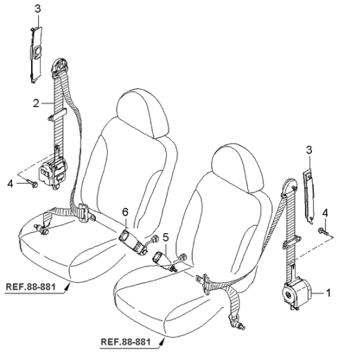 2006 Kia Sedona Belt-Front Seat Diagram