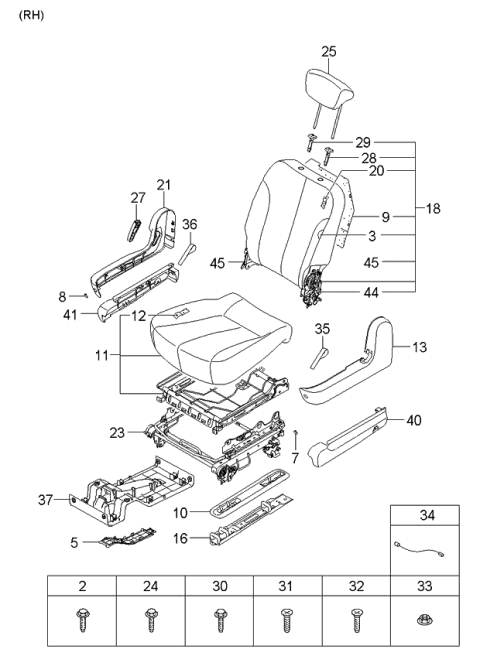 2006 Kia Sedona Rear Seat Cushion Covering Assembly, Right Diagram for 892604D460CS2