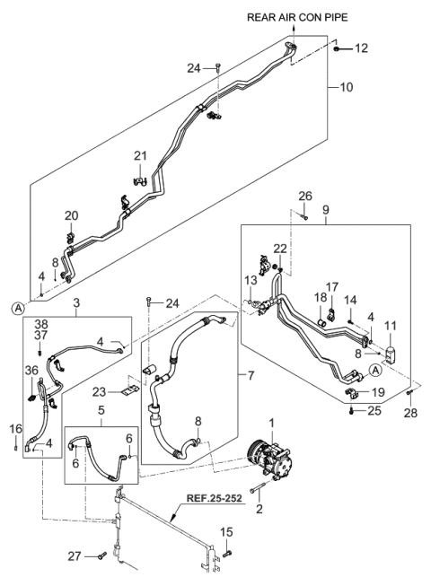 2006 Kia Sedona Air Condition System-Cooler Line, Front Diagram 1