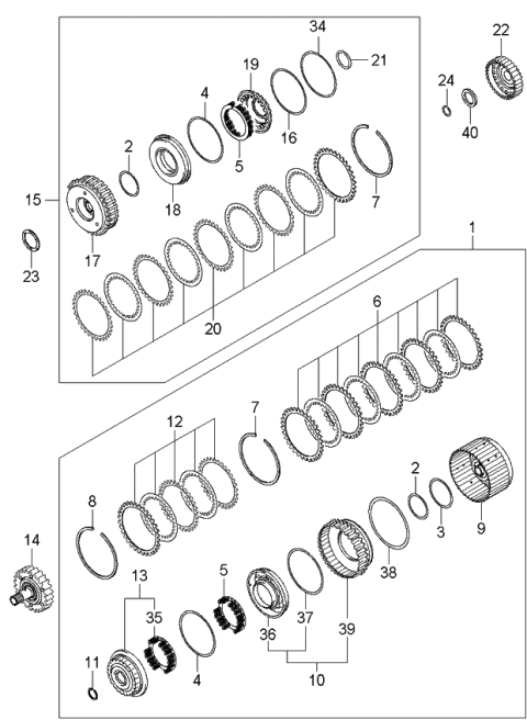 2006 Kia Sedona Hub-Over Driver Clutch Diagram for 454613A501