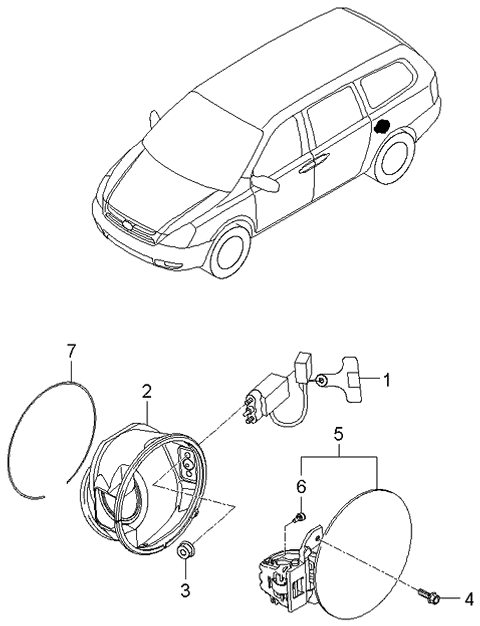 2006 Kia Sedona Trims-Fuel Filler Door Diagram