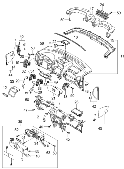 2006 Kia Sedona Cover Assembly-Crash Pad Side Diagram for 847874D000DP