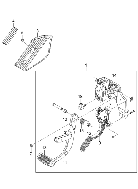 2006 Kia Sedona Pedal Assembly-Brake Diagram for 328004D600