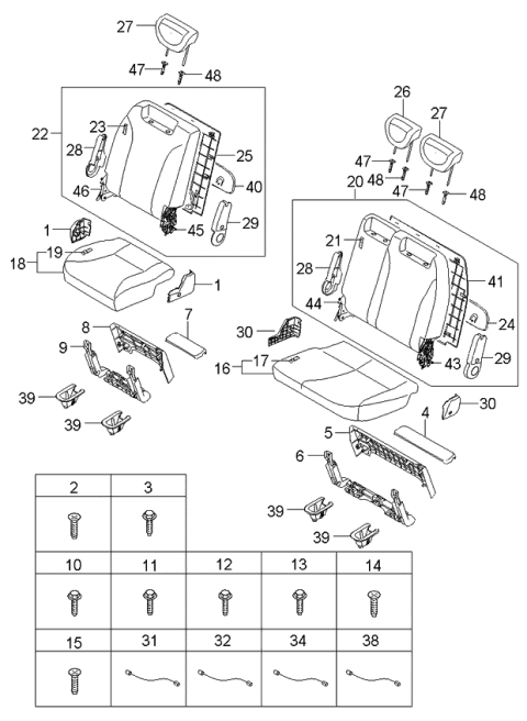 2006 Kia Sedona Rear Seat Back Covering Assembly Right Diagram for 894604D140CS2